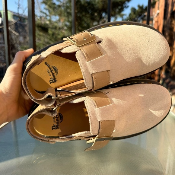 New Dr. Martens Jorge II Slingbacks Mule Sandal Shoes Suede Tan Biege Buckle - Picture 8 of 14